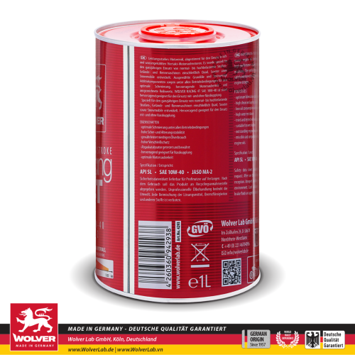 Wolver 4T Racing 10W-40 SL 1L (Synthetic)